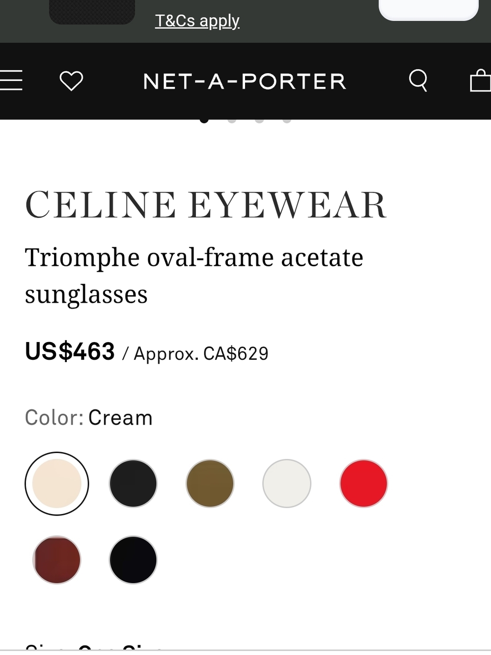 Celine Triomphe Oval Framed Sunglasses Cream - Picture 4 of 5